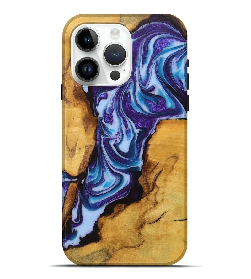 iPhone 15 Pro Max Wood+Resin Live Edge Phone Case - Amara (Purple, 717475)