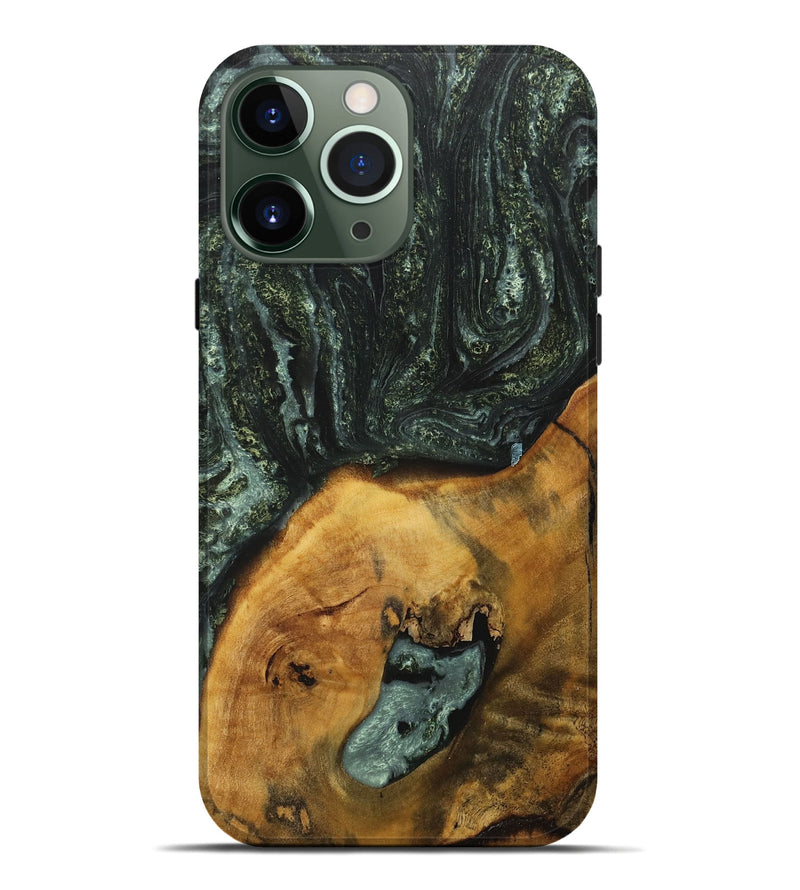 iPhone 13 Pro Max Wood+Resin Live Edge Phone Case - Jase (Green, 717482)