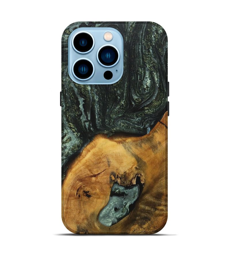 iPhone 14 Pro Wood+Resin Live Edge Phone Case - Jase (Green, 717482)