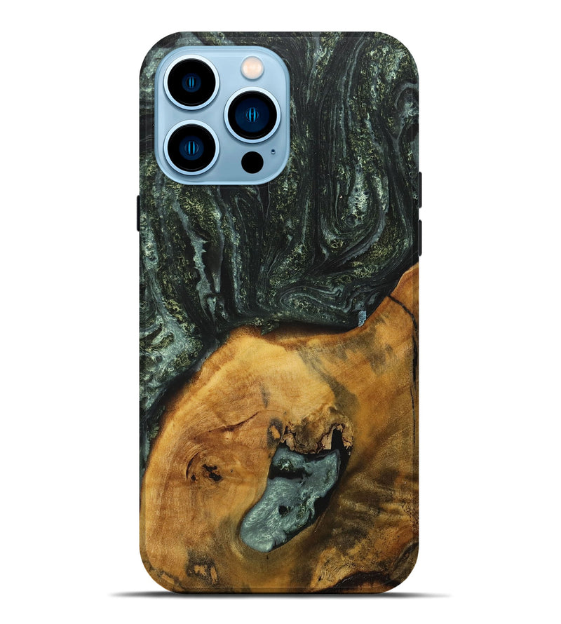 iPhone 14 Pro Max Wood+Resin Live Edge Phone Case - Jase (Green, 717482)