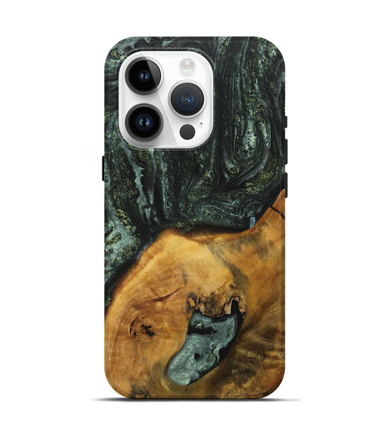 iPhone 15 Pro Wood+Resin Live Edge Phone Case - Jase (Green, 717482)