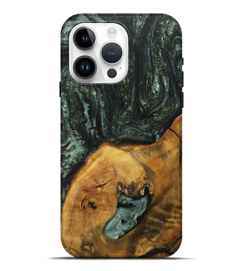 iPhone 15 Pro Max Wood+Resin Live Edge Phone Case - Jase (Green, 717482)