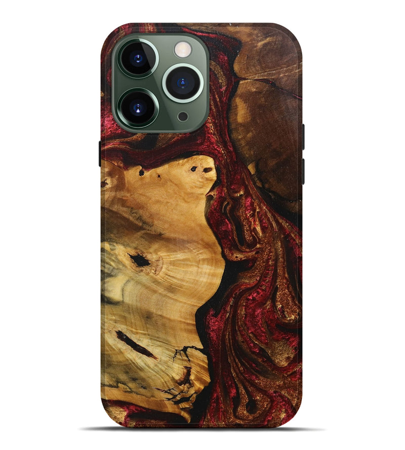 iPhone 13 Pro Max Wood+Resin Live Edge Phone Case - Melvin (Red, 717492)