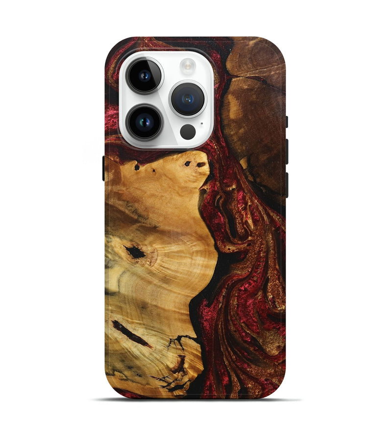 iPhone 15 Pro Wood+Resin Live Edge Phone Case - Melvin (Red, 717492)