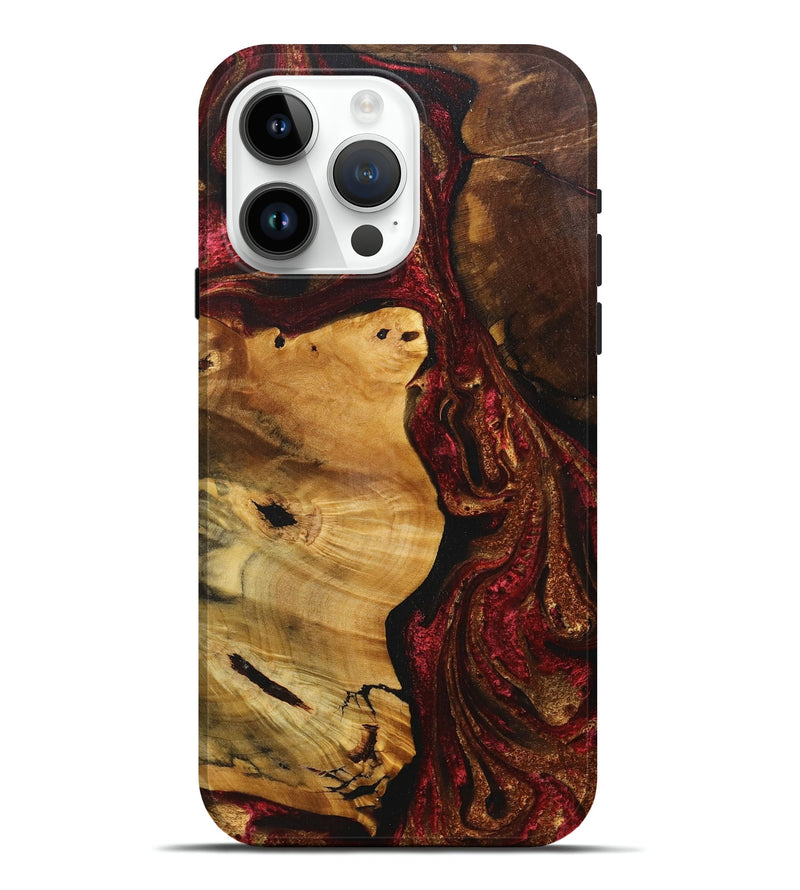 iPhone 15 Pro Max Wood+Resin Live Edge Phone Case - Melvin (Red, 717492)