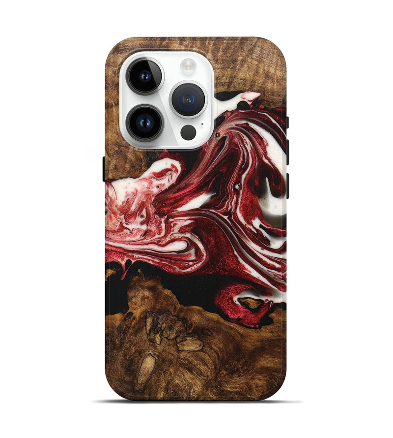 iPhone 15 Pro Wood+Resin Live Edge Phone Case - Georgia (Red, 717494)