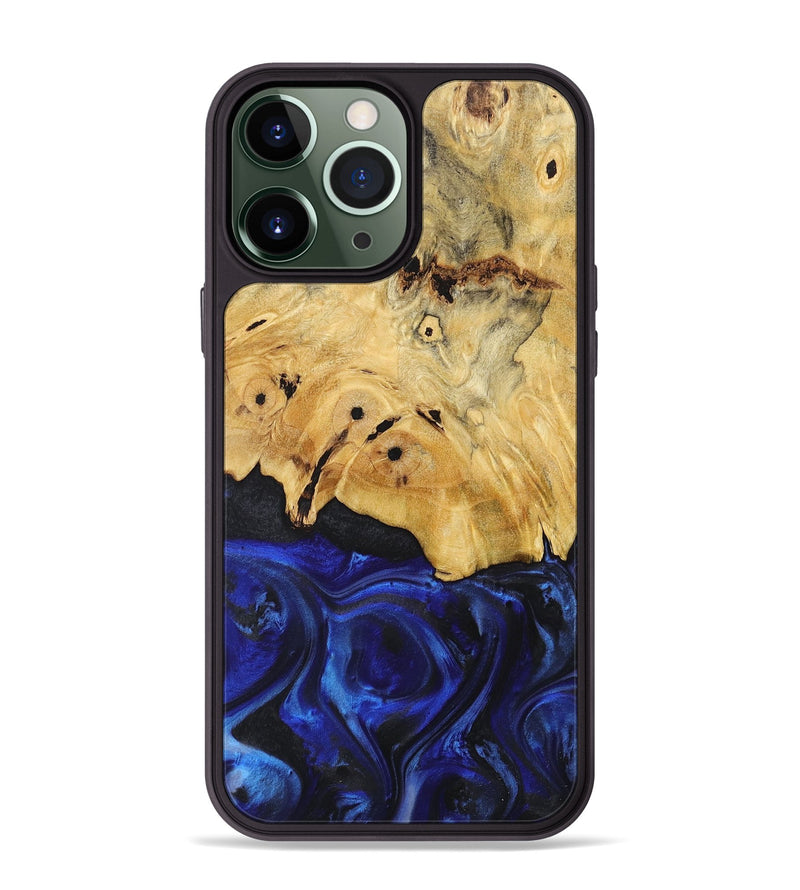 iPhone 13 Pro Max Wood+Resin Phone Case - Mikaela (Blue, 717532)