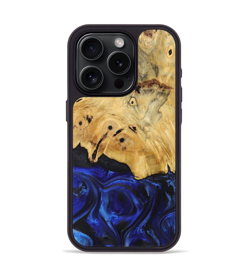 iPhone 15 Pro Wood+Resin Phone Case - Mikaela (Blue, 717532)