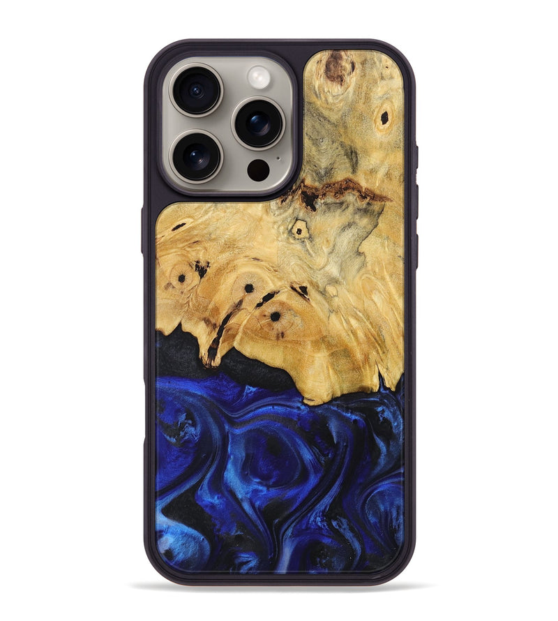 iPhone 16 Pro Max Wood+Resin Phone Case - Mikaela (Blue, 717532)