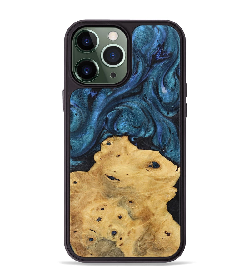 iPhone 13 Pro Max Wood+Resin Phone Case - Meredith (Blue, 717553)