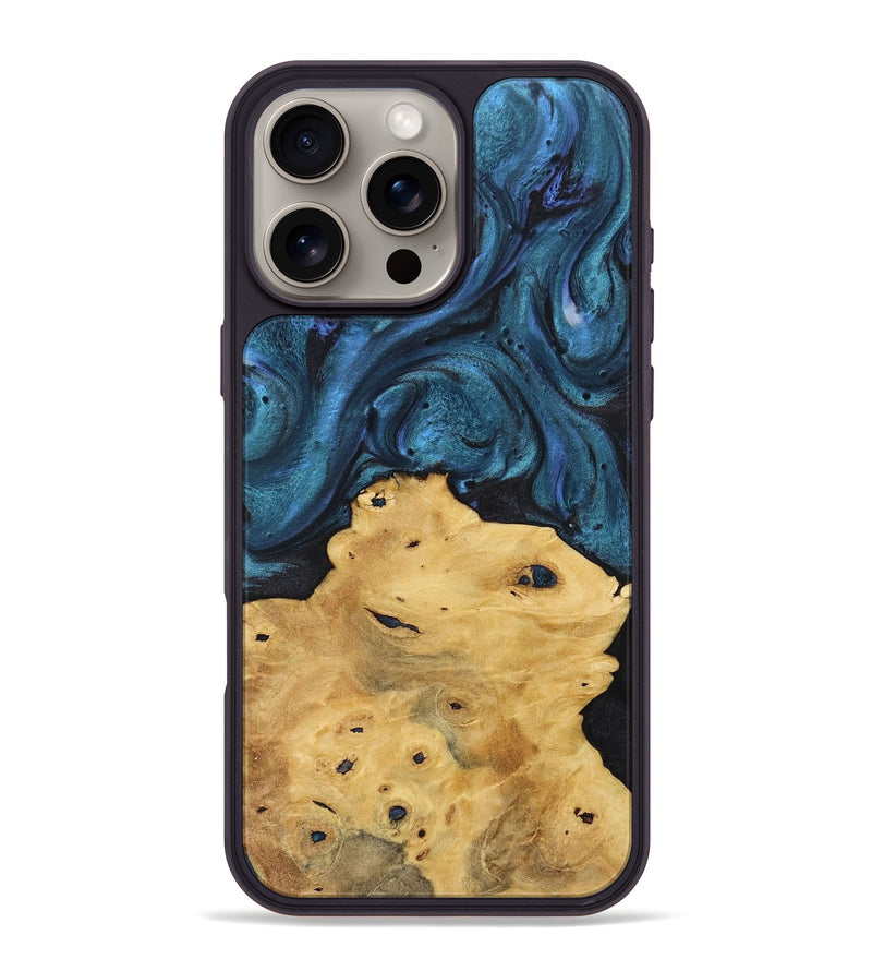 iPhone 16 Pro Max Wood+Resin Phone Case - Meredith (Blue, 717553)