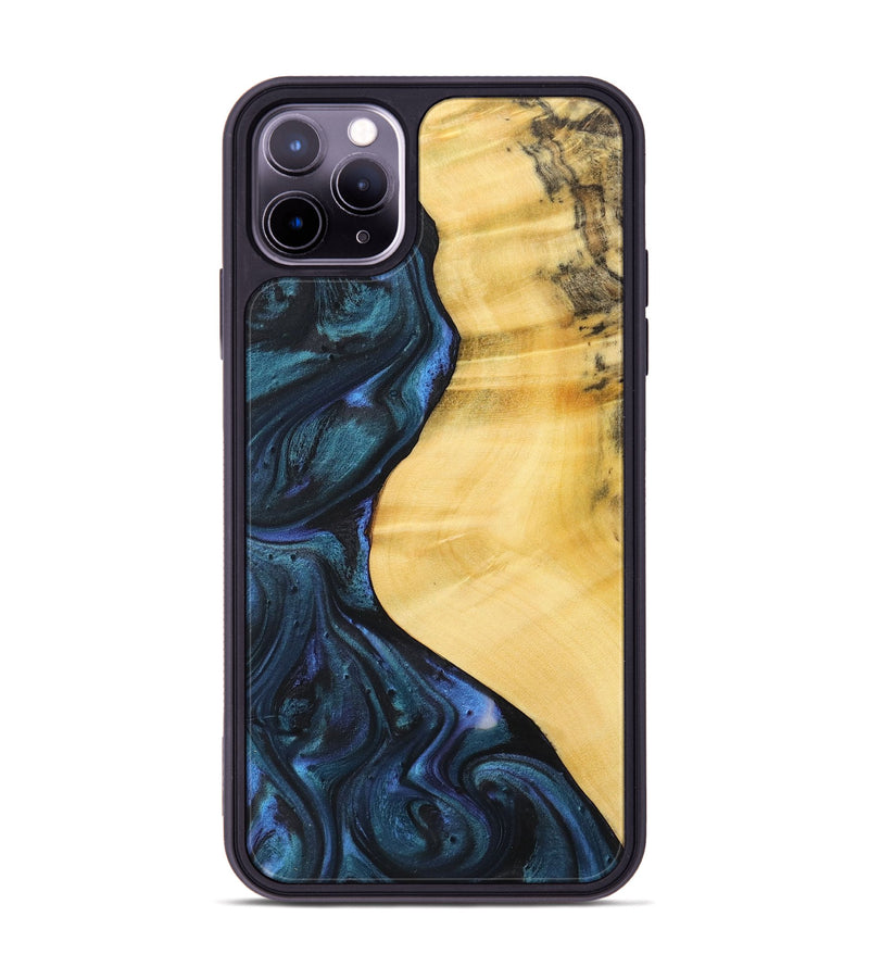 iPhone 11 Pro Max Wood+Resin Phone Case - Herman (Blue, 717554)