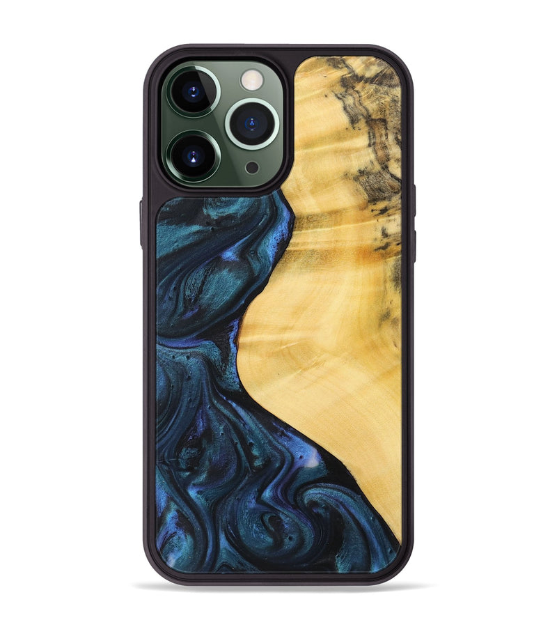 iPhone 13 Pro Max Wood+Resin Phone Case - Herman (Blue, 717554)