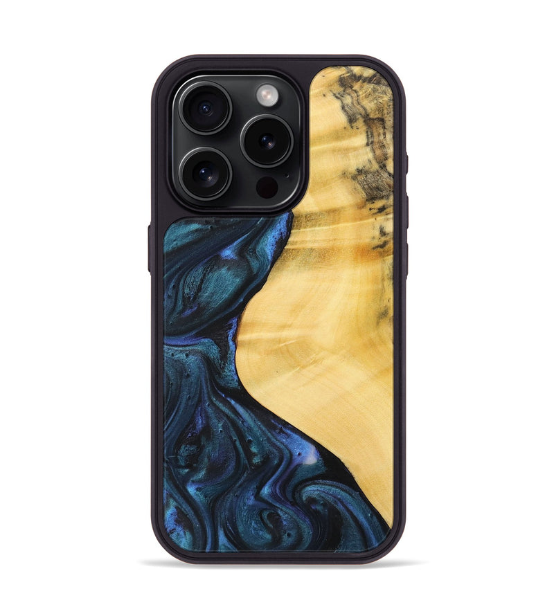 iPhone 15 Pro Wood+Resin Phone Case - Herman (Blue, 717554)