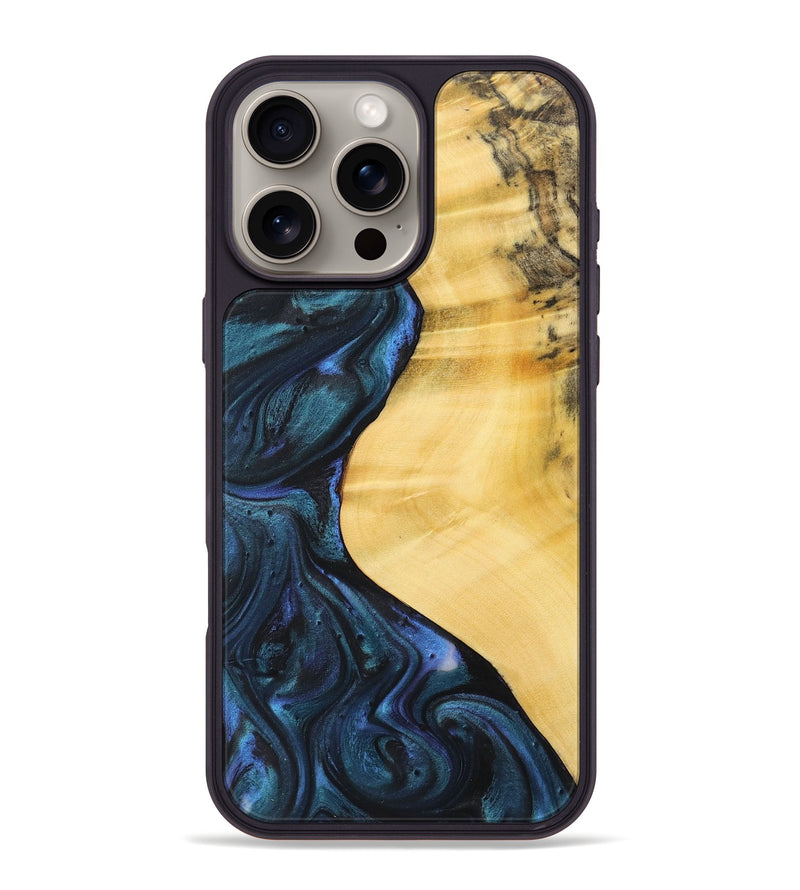 iPhone 16 Pro Max Wood+Resin Phone Case - Herman (Blue, 717554)