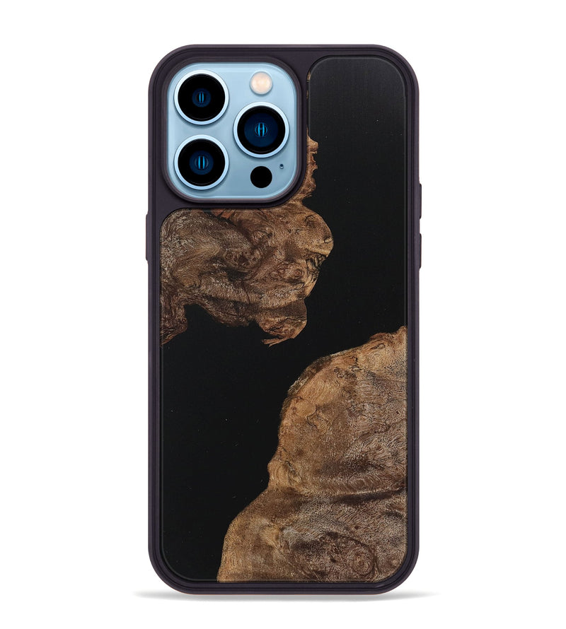 iPhone 14 Pro Max Wood+Resin Phone Case - Lane (Pure Black, 717558)