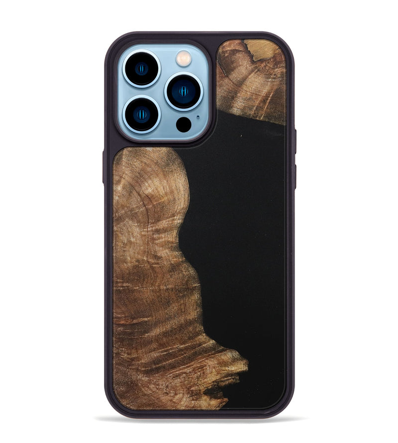 iPhone 14 Pro Max Wood+Resin Phone Case - Johnnie (Pure Black, 717563)