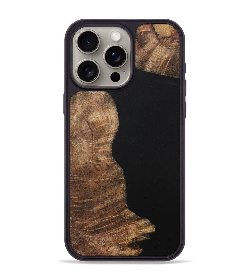 iPhone 15 Pro Max Wood+Resin Phone Case - Johnnie (Pure Black, 717563)