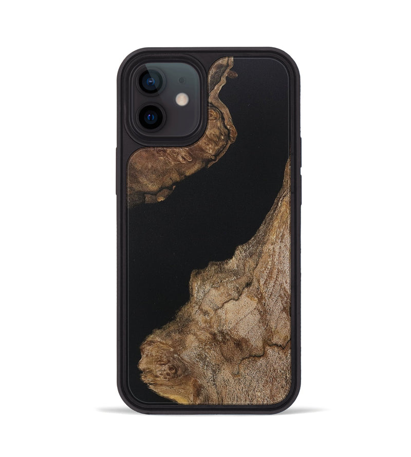 iPhone 12 Wood+Resin Phone Case - Noelle (Pure Black, 717564)