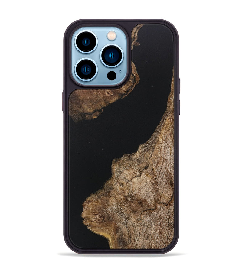 iPhone 14 Pro Max Wood+Resin Phone Case - Noelle (Pure Black, 717564)