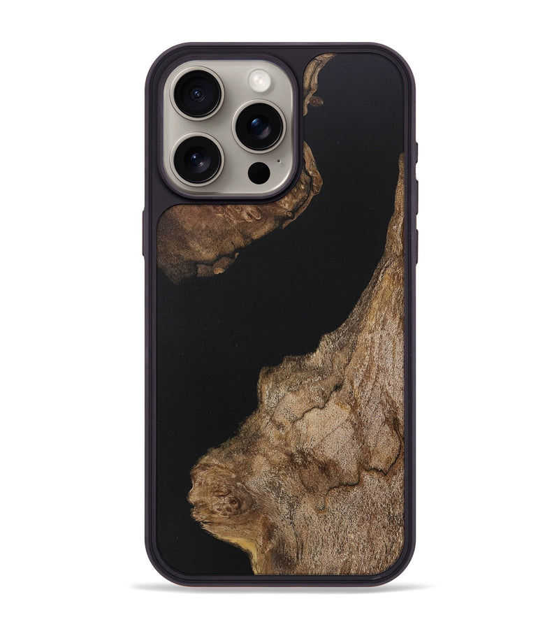 iPhone 15 Pro Max Wood+Resin Phone Case - Noelle (Pure Black, 717564)