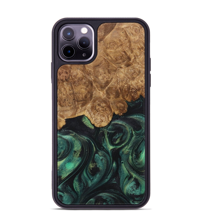 iPhone 11 Pro Max Wood+Resin Phone Case - Willa (Green, 717567)