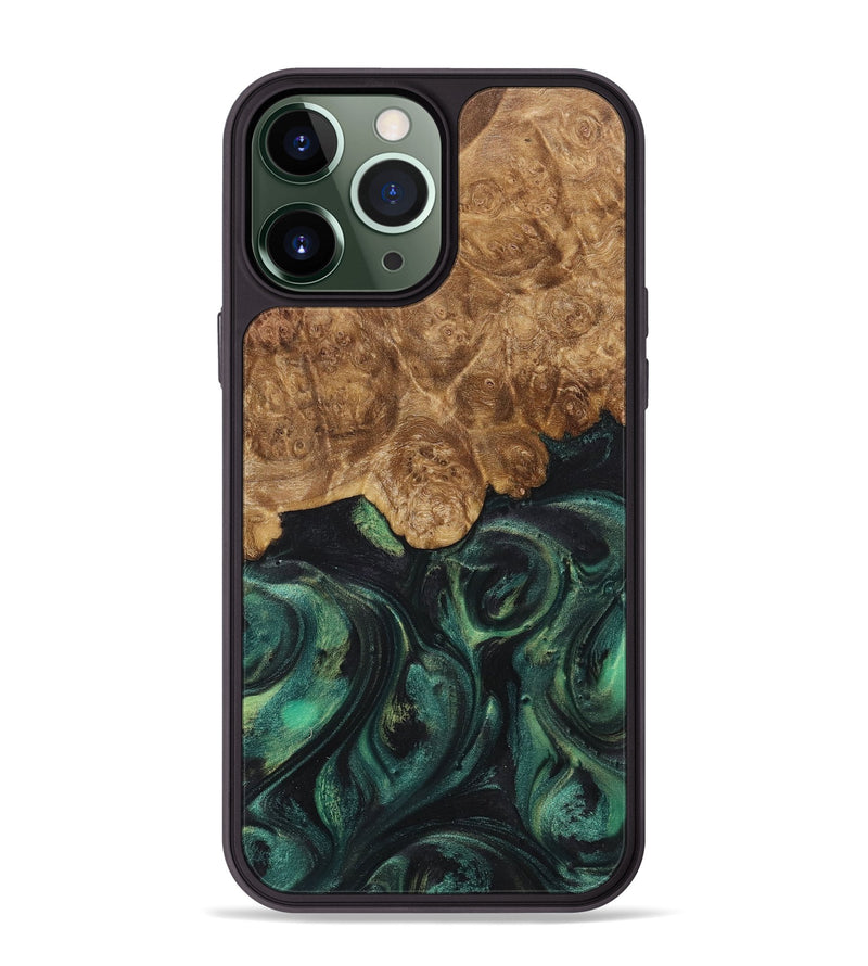 iPhone 13 Pro Max Wood+Resin Phone Case - Willa (Green, 717567)