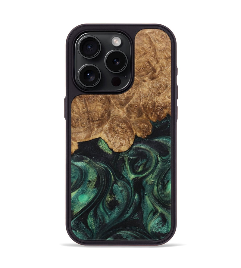 iPhone 15 Pro Wood+Resin Phone Case - Willa (Green, 717567)