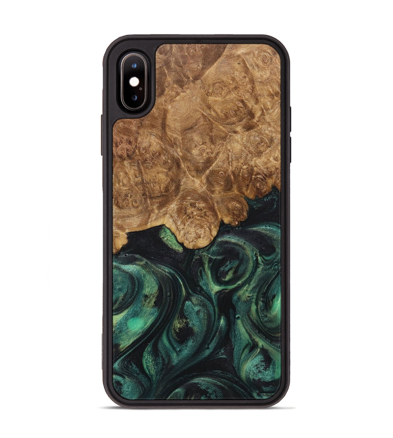 iPhone Xs Max Wood+Resin Phone Case - Willa (Green, 717567)