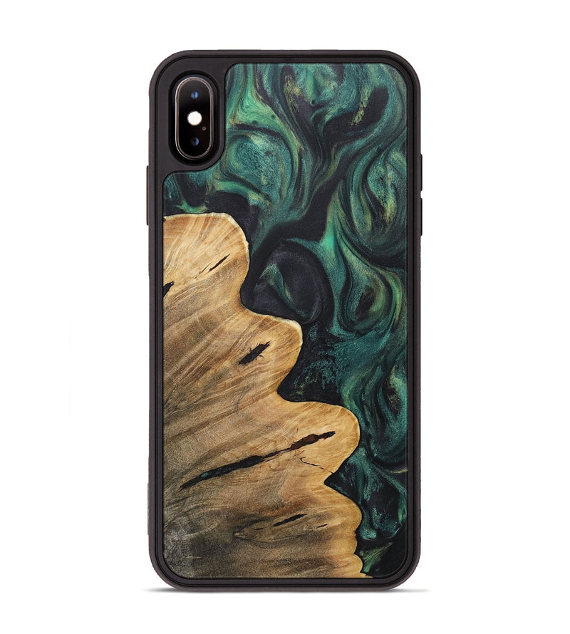 iPhone Xs Max Wood+Resin Phone Case - Miracle (Green, 717573)