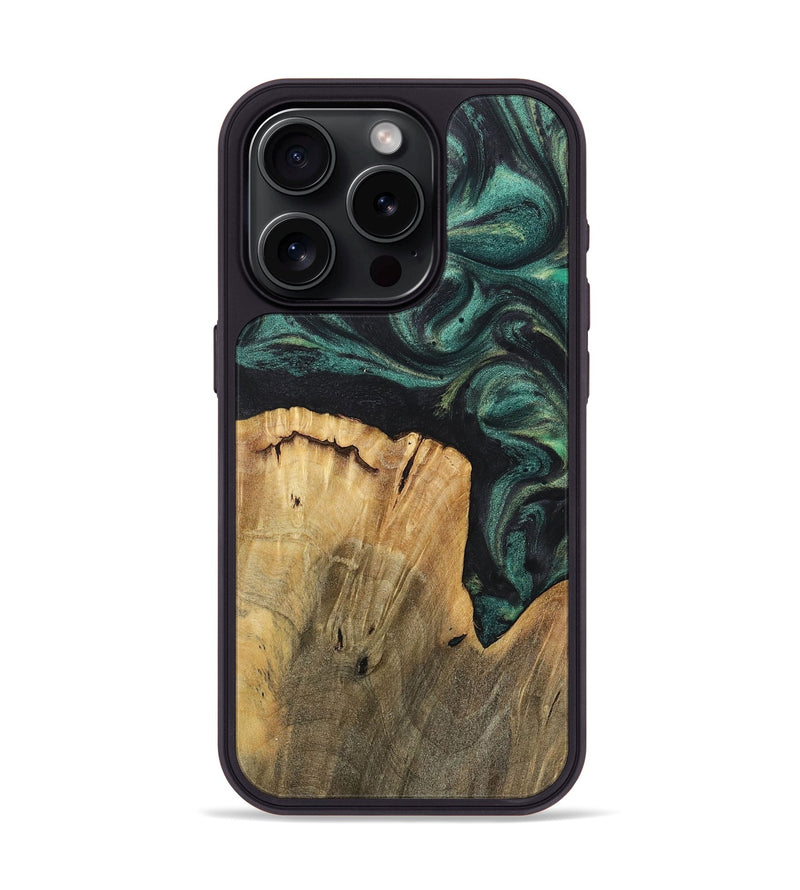 iPhone 15 Pro Wood+Resin Phone Case - Haylee (Green, 717577)