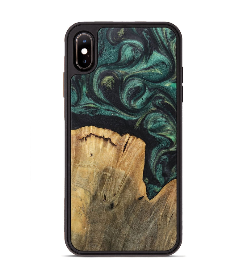 iPhone Xs Max Wood+Resin Phone Case - Haylee (Green, 717577)