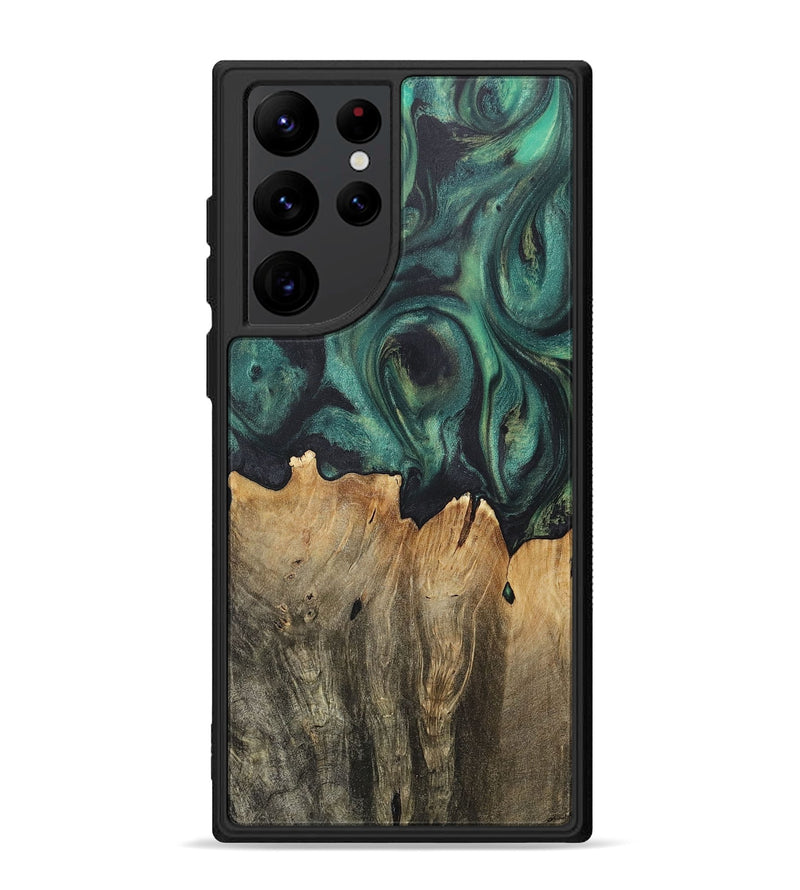 Galaxy S22 Ultra Wood+Resin Phone Case - Jeremiah (Green, 717578)