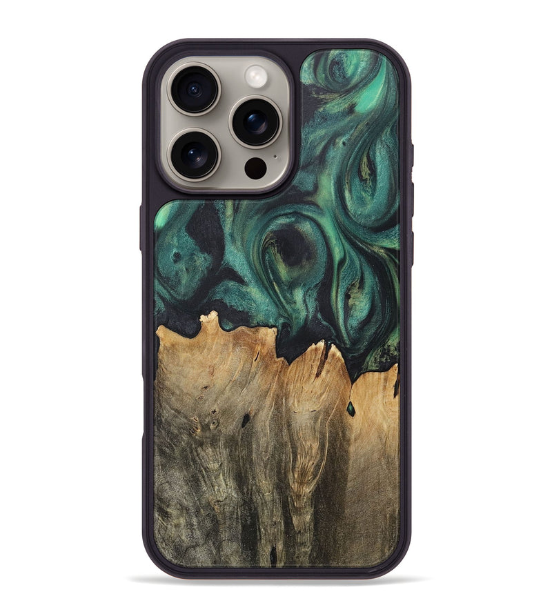 iPhone 16 Pro Max Wood+Resin Phone Case - Jeremiah (Green, 717578)