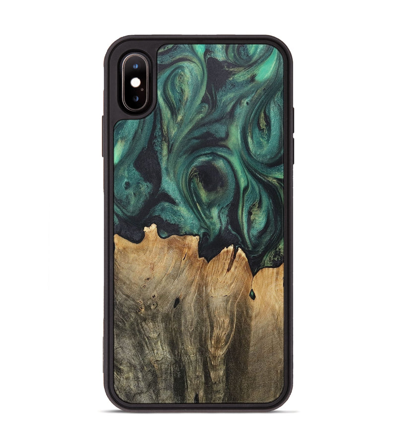 iPhone Xs Max Wood+Resin Phone Case - Jeremiah (Green, 717578)