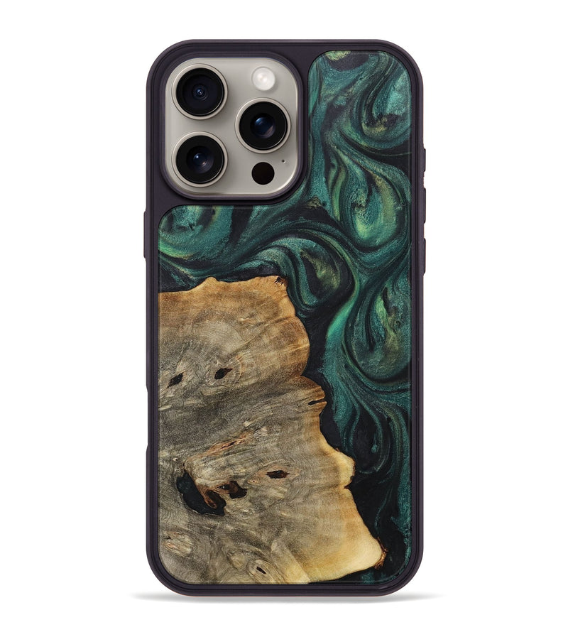 iPhone 16 Pro Max Wood+Resin Phone Case - Janiya (Green, 717580)