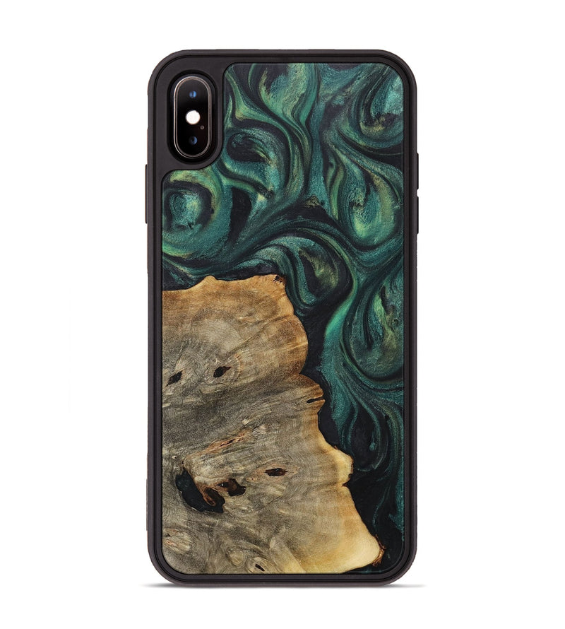 iPhone Xs Max Wood+Resin Phone Case - Janiya (Green, 717580)