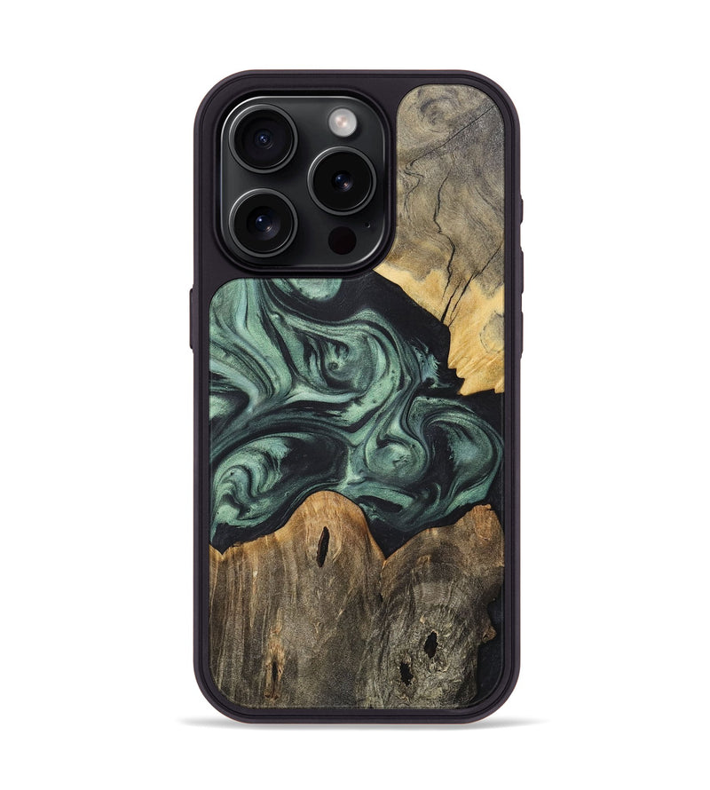 iPhone 15 Pro Wood+Resin Phone Case - Joanne (Green, 717584)