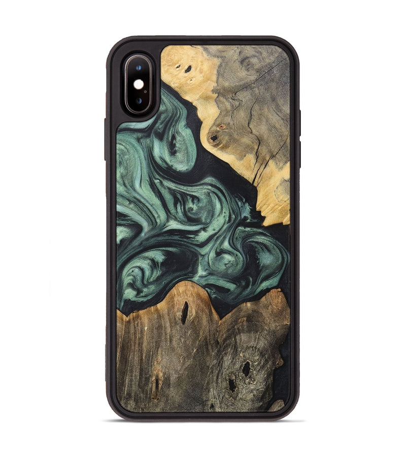 iPhone Xs Max Wood+Resin Phone Case - Joanne (Green, 717584)