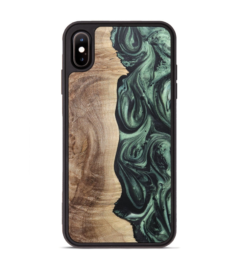 iPhone Xs Max Wood+Resin Phone Case - Cindy (Green, 717586)