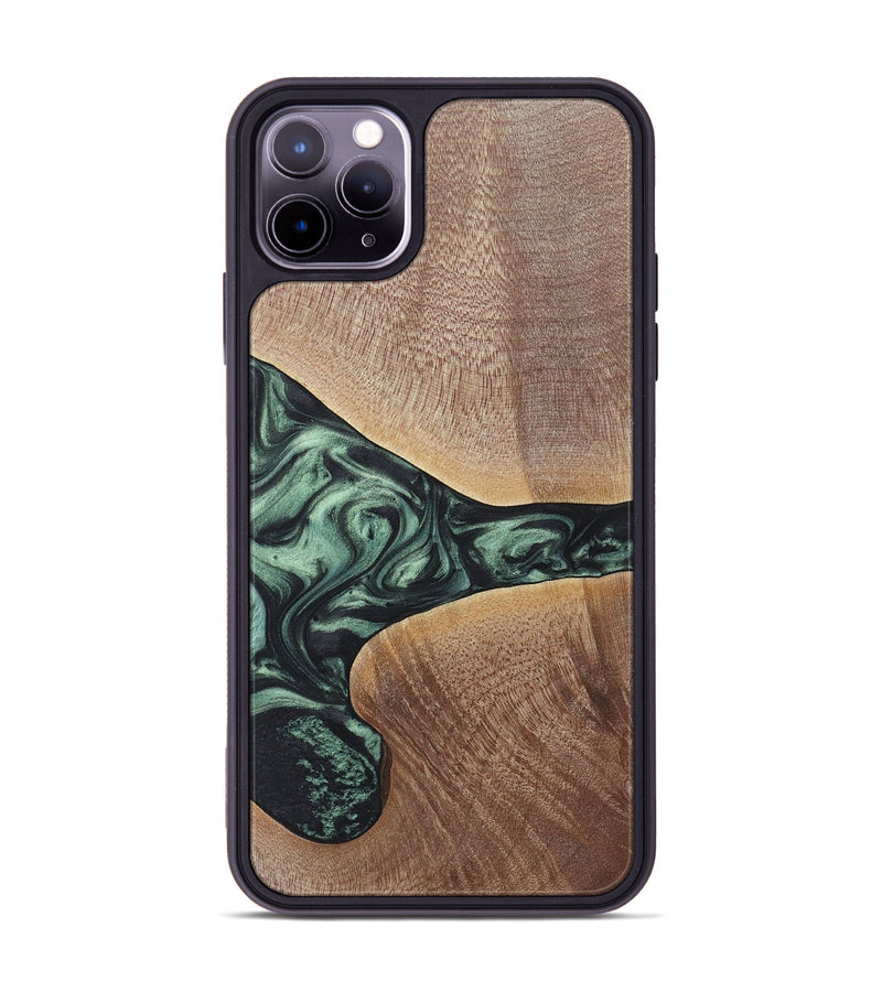 iPhone 11 Pro Max Wood+Resin Phone Case - Brent (Green, 717587)