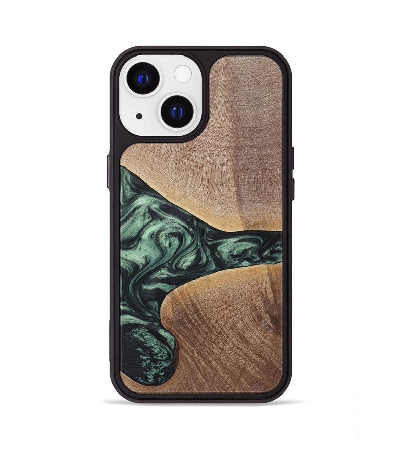 iPhone 13 Wood+Resin Phone Case - Brent (Green, 717587)