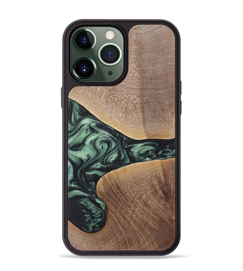 iPhone 13 Pro Max Wood+Resin Phone Case - Brent (Green, 717587)