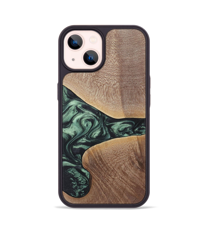 iPhone 14 Wood+Resin Phone Case - Brent (Green, 717587)