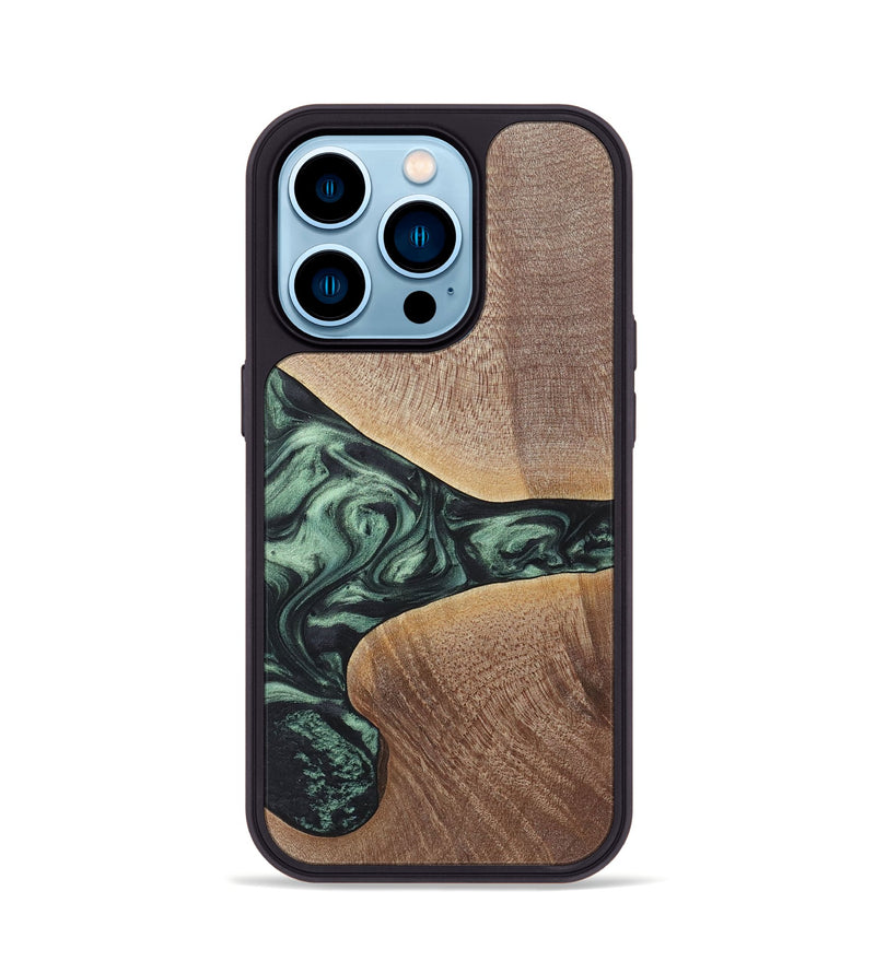 iPhone 14 Pro Wood+Resin Phone Case - Brent (Green, 717587)