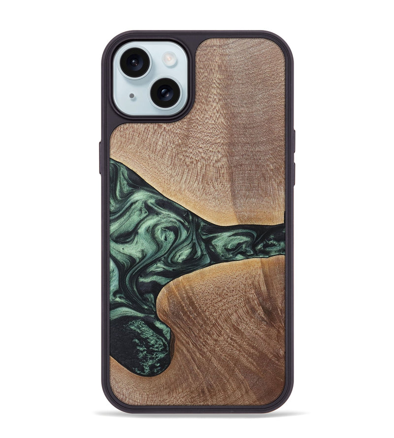 iPhone 15 Plus Wood+Resin Phone Case - Brent (Green, 717587)