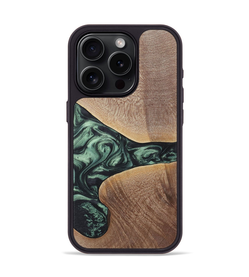 iPhone 15 Pro Wood+Resin Phone Case - Brent (Green, 717587)