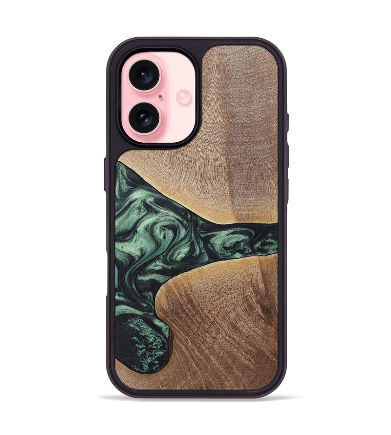 iPhone 16 Wood+Resin Phone Case - Brent (Green, 717587)