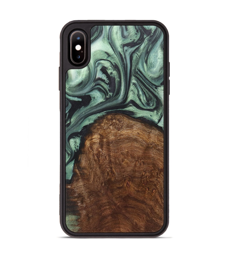 iPhone Xs Max Wood+Resin Phone Case - Willie (Green, 717588)