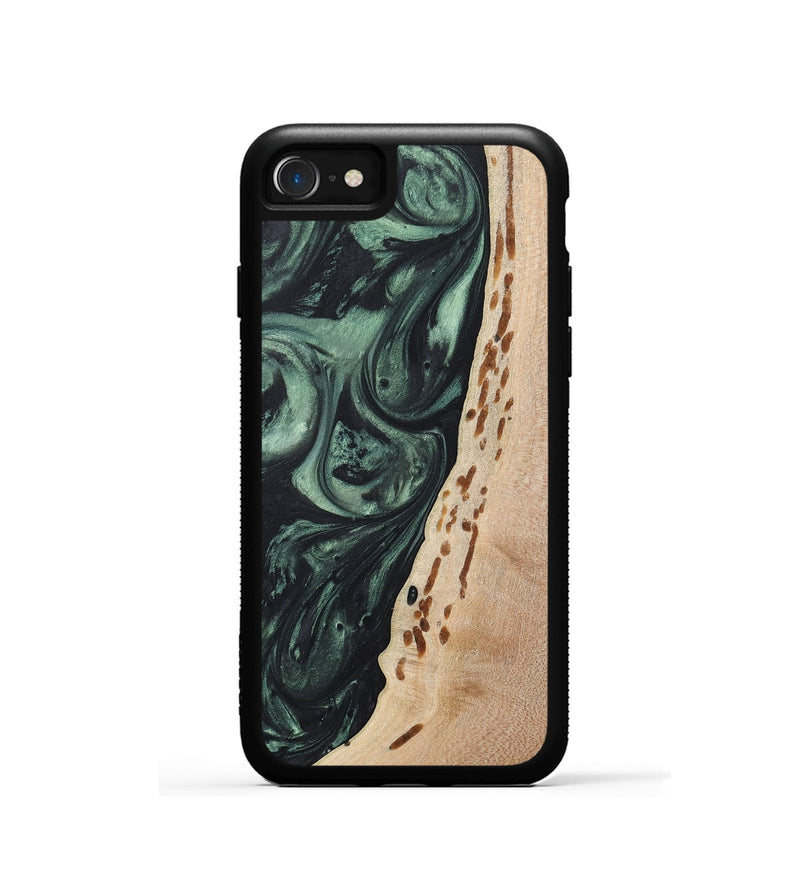 iPhone SE Wood+Resin Phone Case - Josie (Green, 717592)